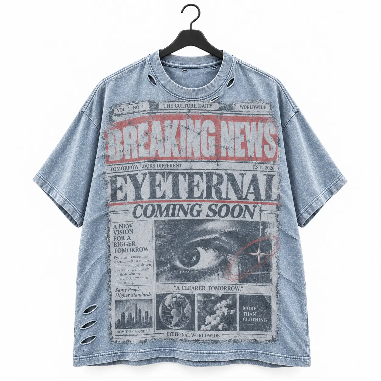 Breaking News Tee — Stonewash Blue