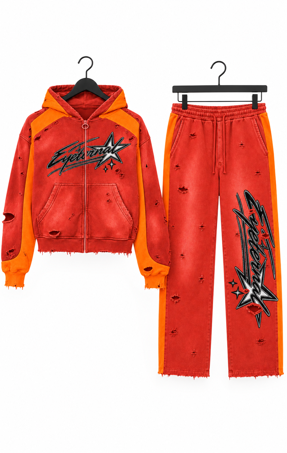 Star Burst Zip Tracksuit — Red