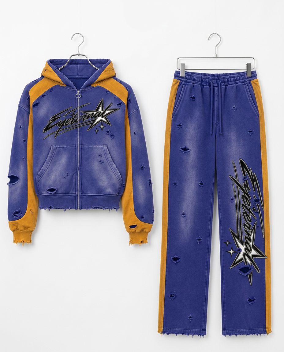 Star Burst Zip Tracksuit — Cobalt