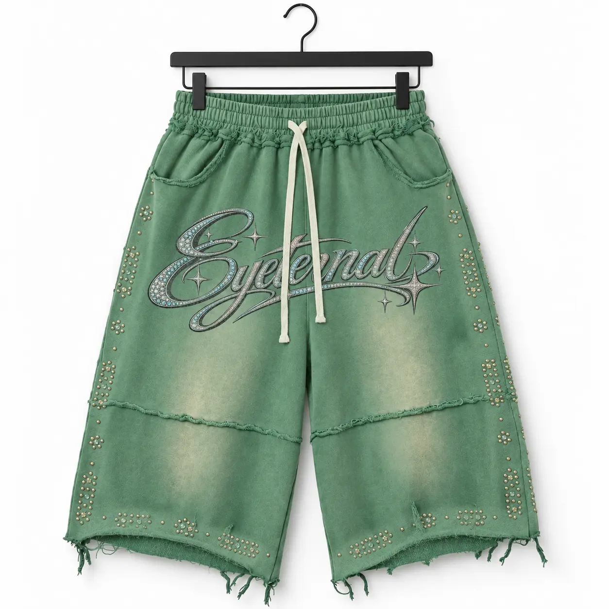 Eyeternal Rhinestone Jorts — Green